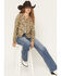 Image #1 - Miss Me Women's Camo Print Button-Down Sweater, Green, hi-res