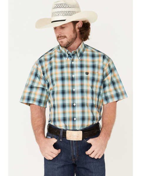 Cinch Men's Multi Plaid Short Sleeve Button Down Western Shirt , Multi, hi-res