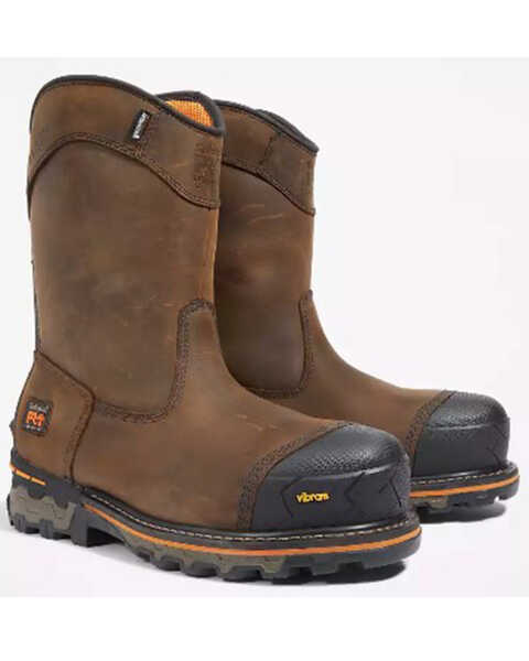 Timberland Pro Men's Boondock Waterproof Pull-On Work Boots - Composite Toe , Brown, hi-res