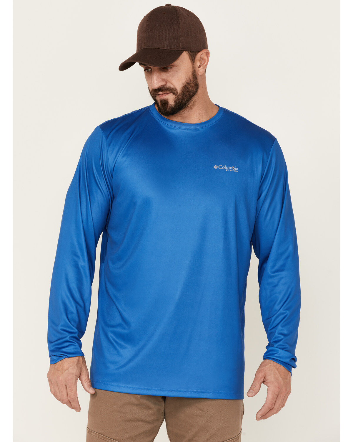 Image #1 - Columbia Men's Navy Tackle Texas Flag Back Graphic Long Sleeve Thermal T-Shirt, Navy, hi-res