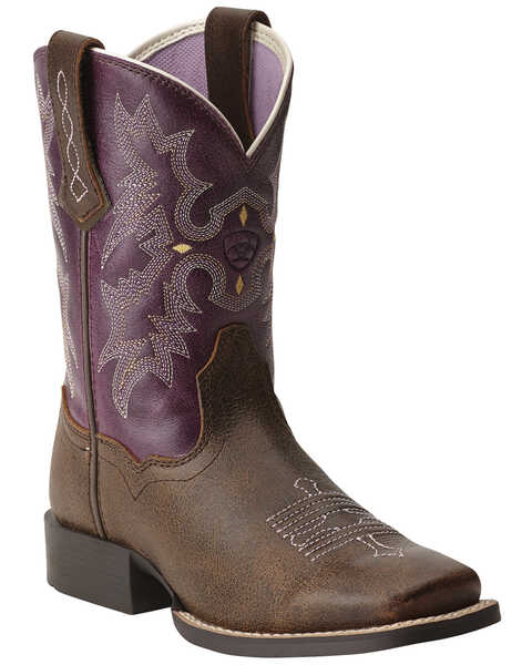 Image #1 - Ariat Girls' Tombstone Western Boots - Broad Square Toe, Bomber, hi-res