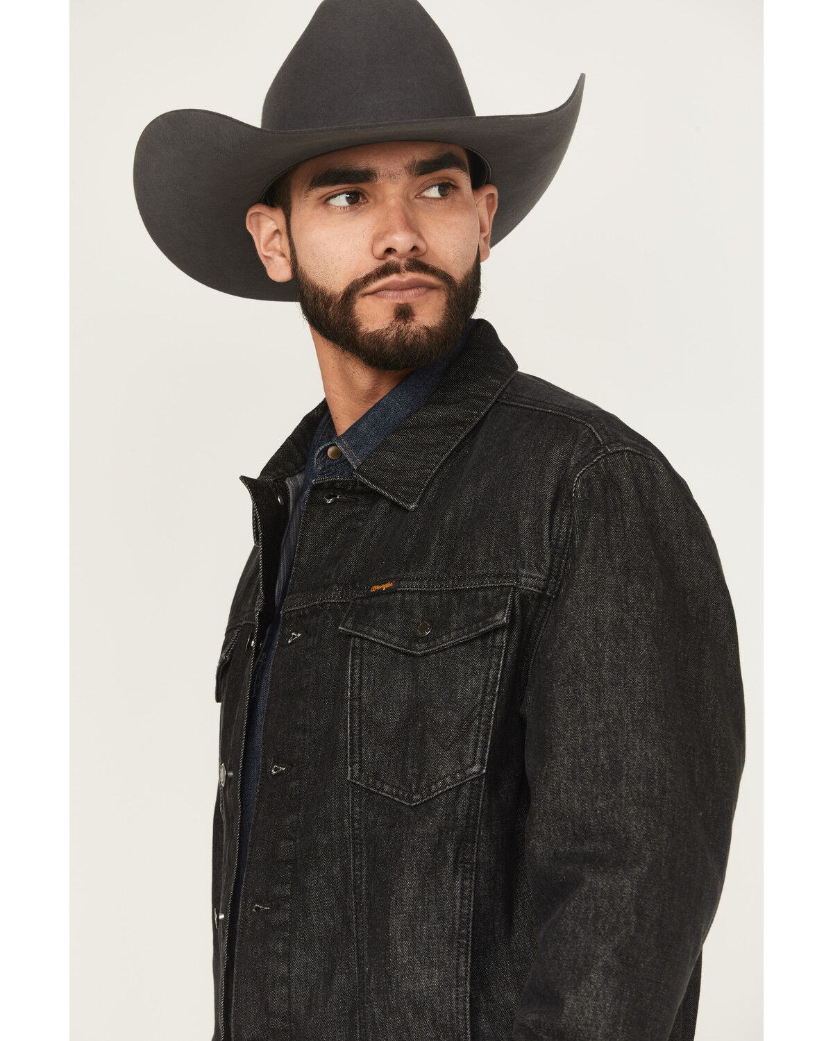 Image #2 - Wrangler Men's Blanket Lined Denim Jacket, Black, hi-res