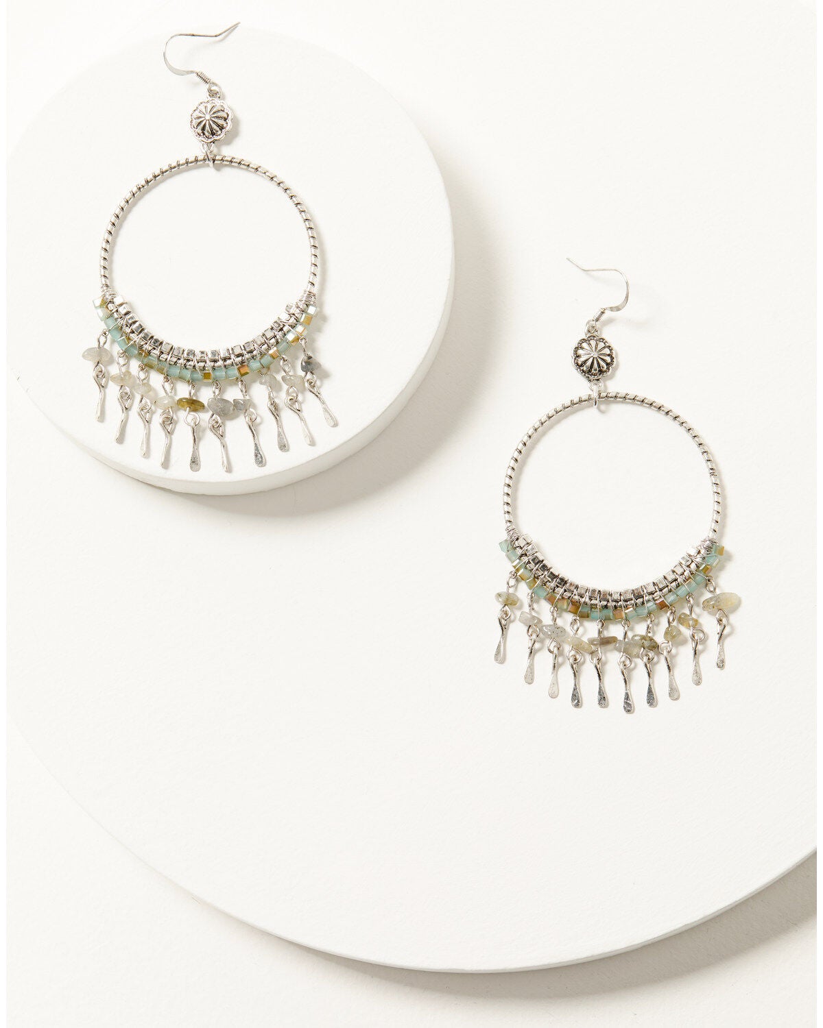 Shyanne Women's Soleil Silver Hoop Earrings, Silver, hi-res