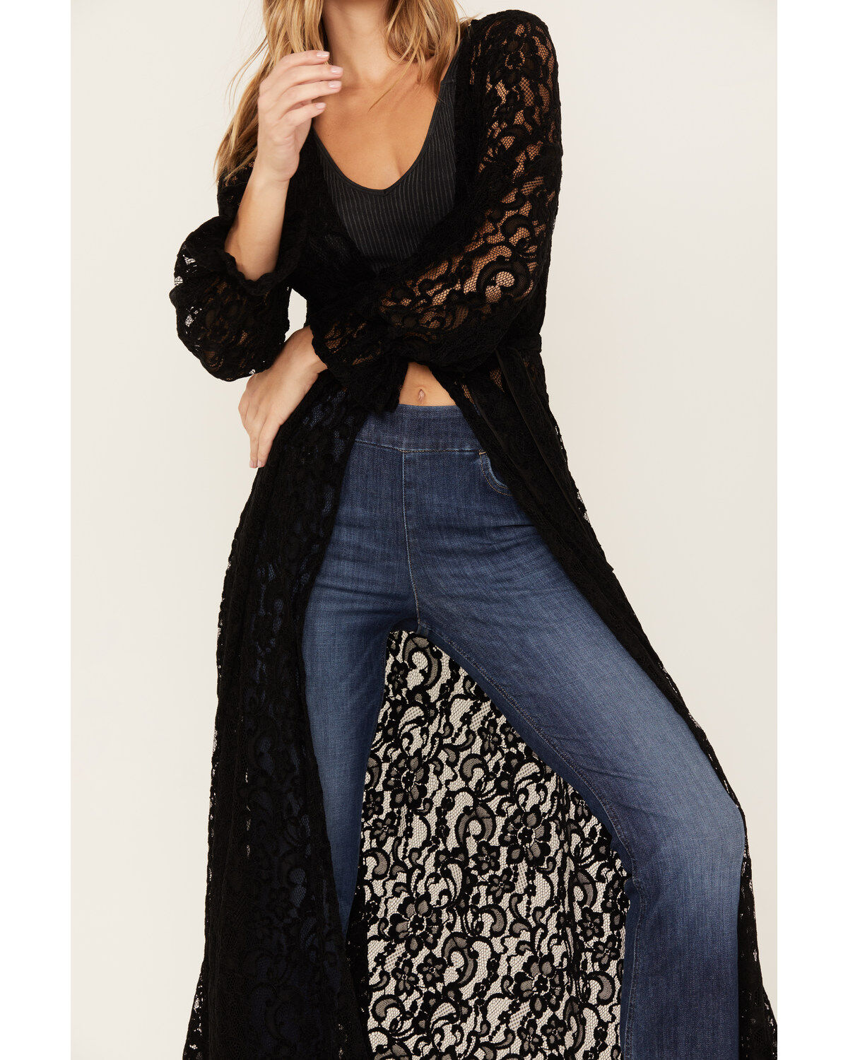 Image #3 - Shyanne Women's Chenille Lace Duster Kimono, , hi-res