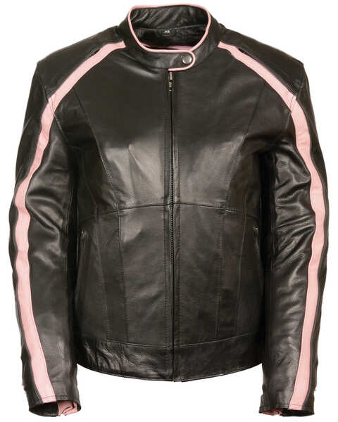 Image #3 - Milwaukee Leather Women's Stud & Wing Leather Jacket, Pink/black, hi-res