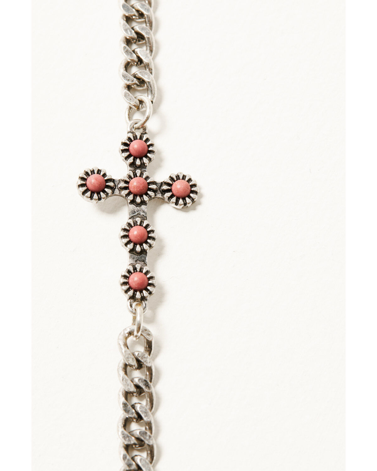 Image #2 - Shyanne Women's Cross And Beaded Chain Layered Bracelet Set - 4 Piece Set, Pink, hi-res