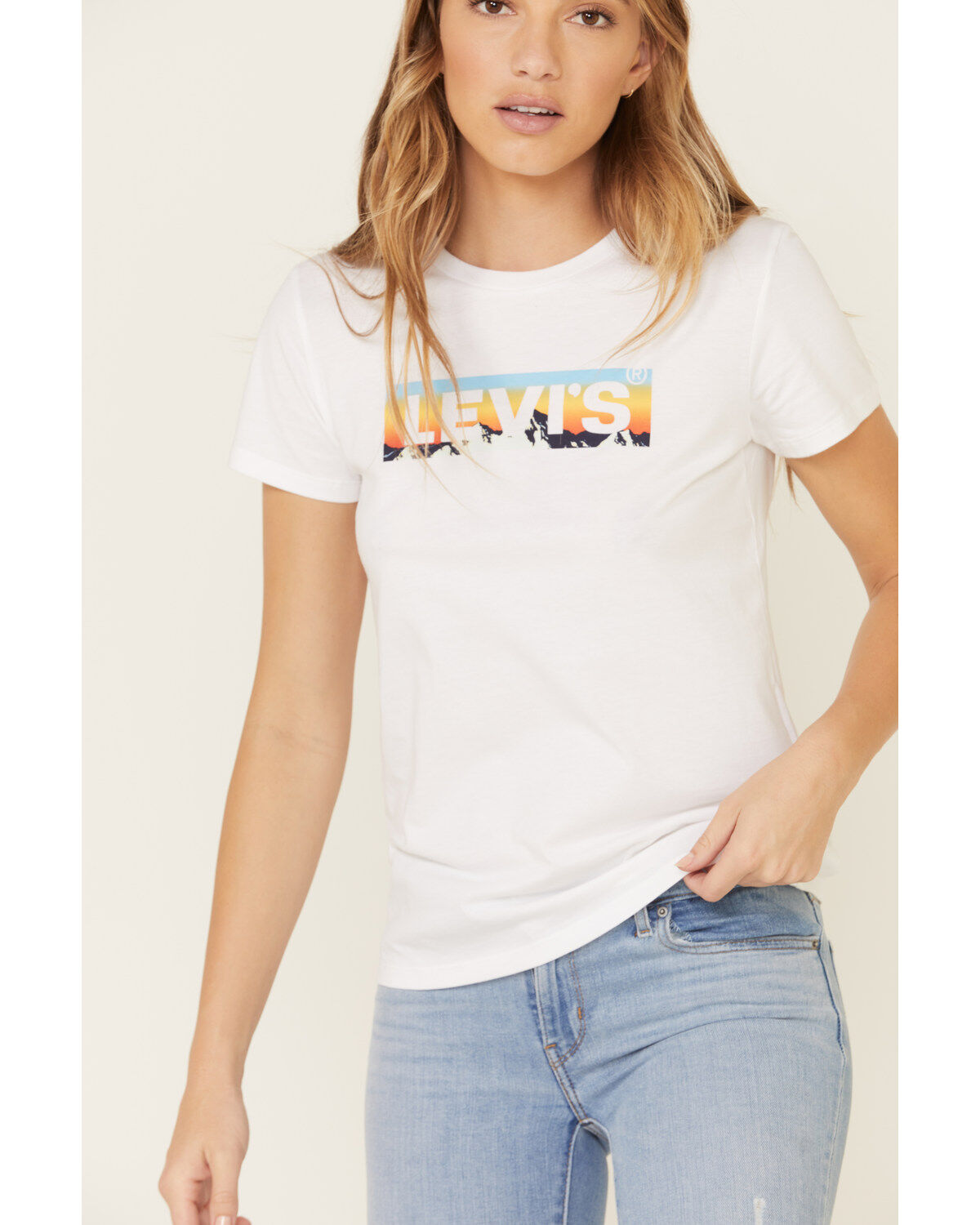 Image #3 - Levi's Women's White Sunset Logo Graphic Tee, White, hi-res
