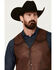 Image #2 - Scully Men's Leather Vest, Brown, hi-res