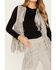 Wonderwest Women's Suede Fringe Vest, Grey, hi-res