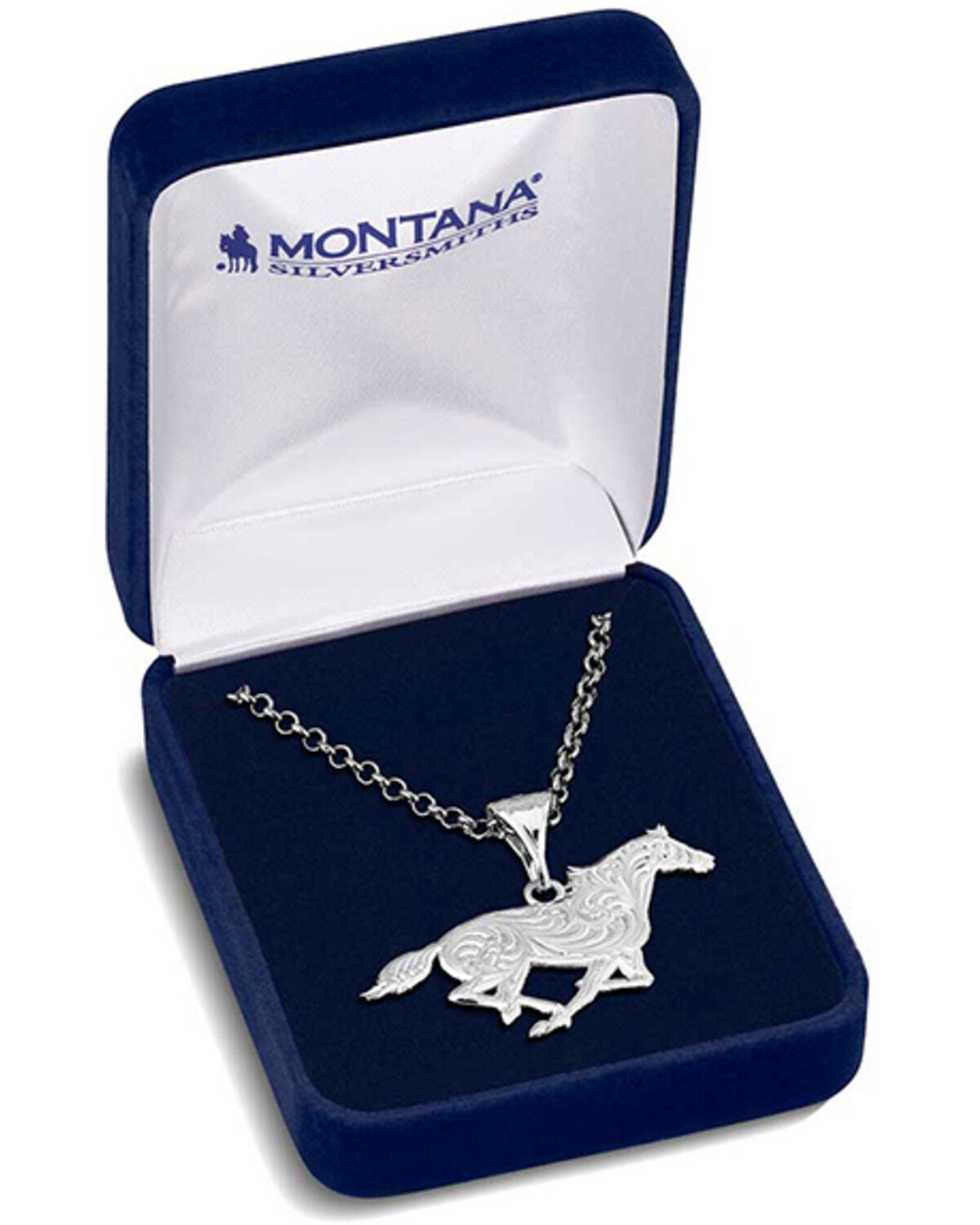 Image #3 - Montana Silversmiths Women's Out West Running Horse Necklace, Silver, hi-res