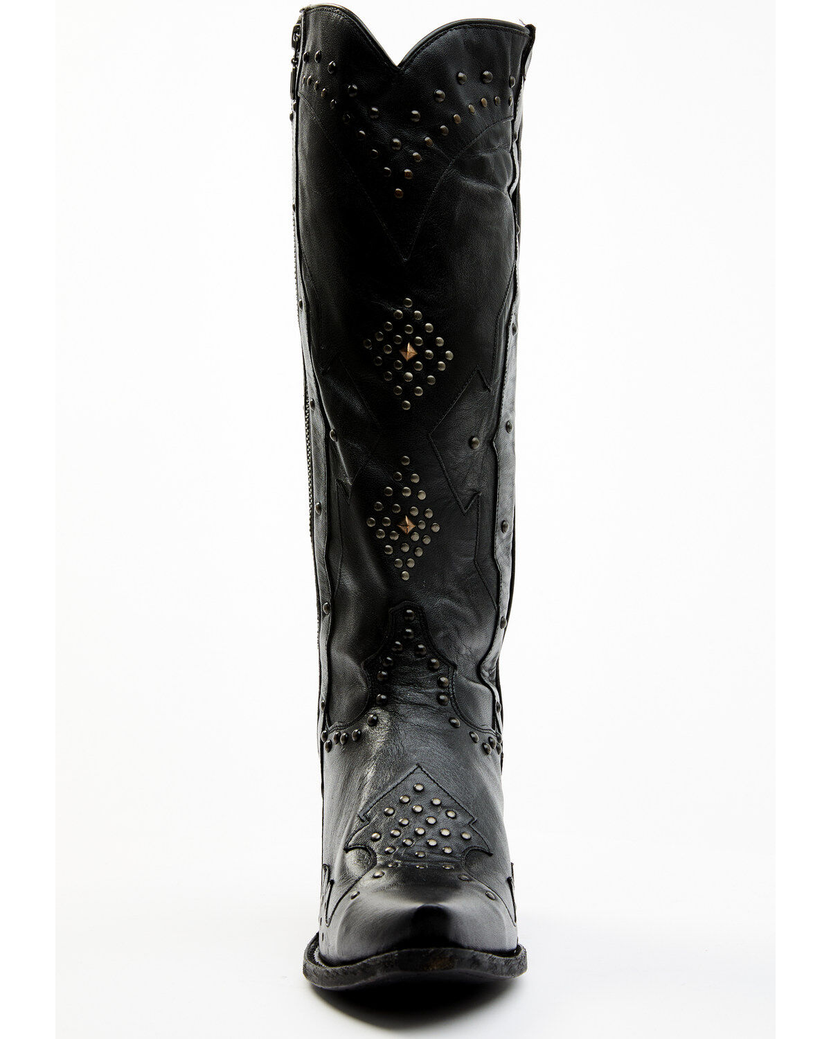 Image #4 - Dan Post Women's Daredevil Studded Tall Western Boots - Snip Toe, Black, hi-res