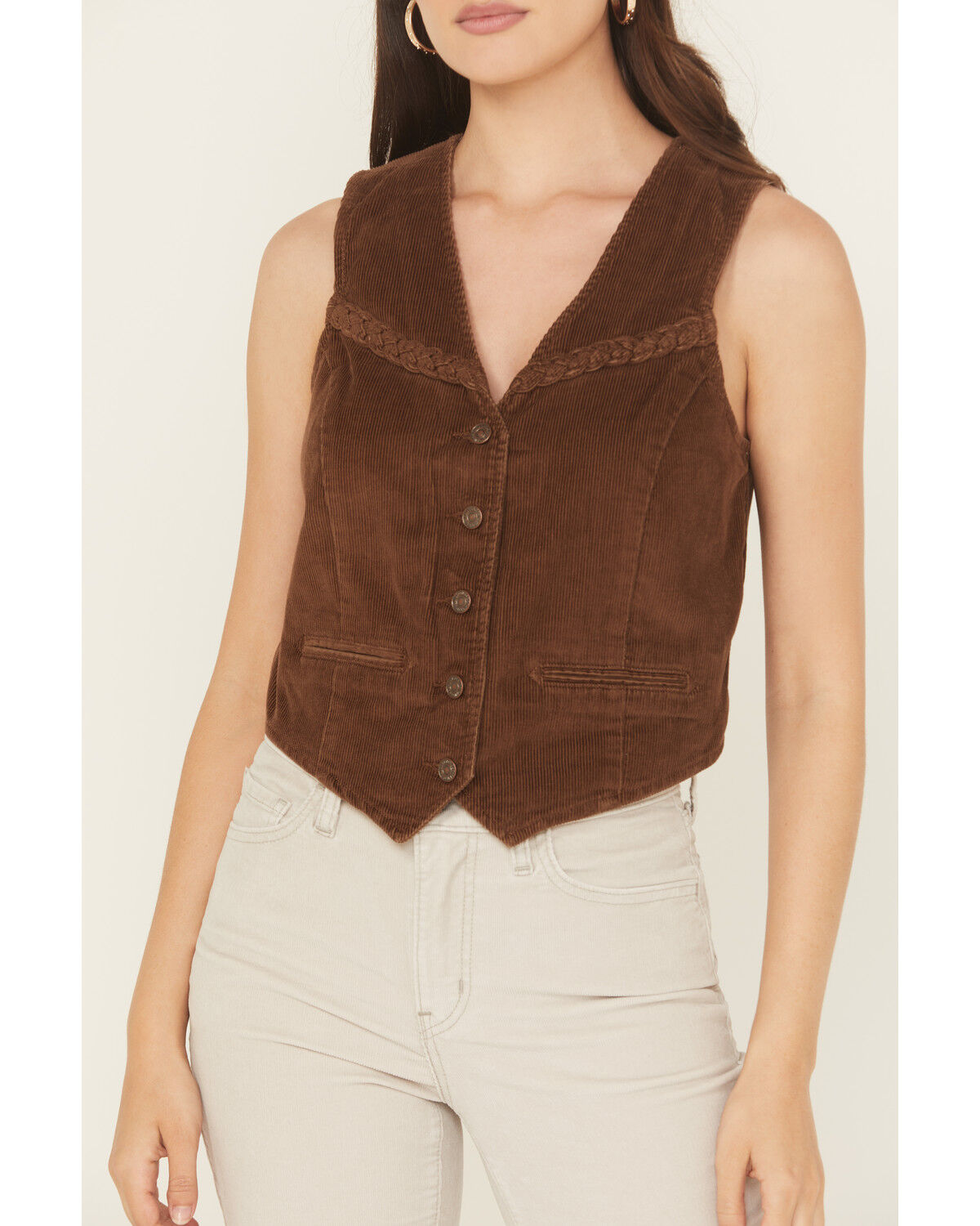 Image #3 - Levi's Women's Premium Braided Carafe Vest, Brown, hi-res
