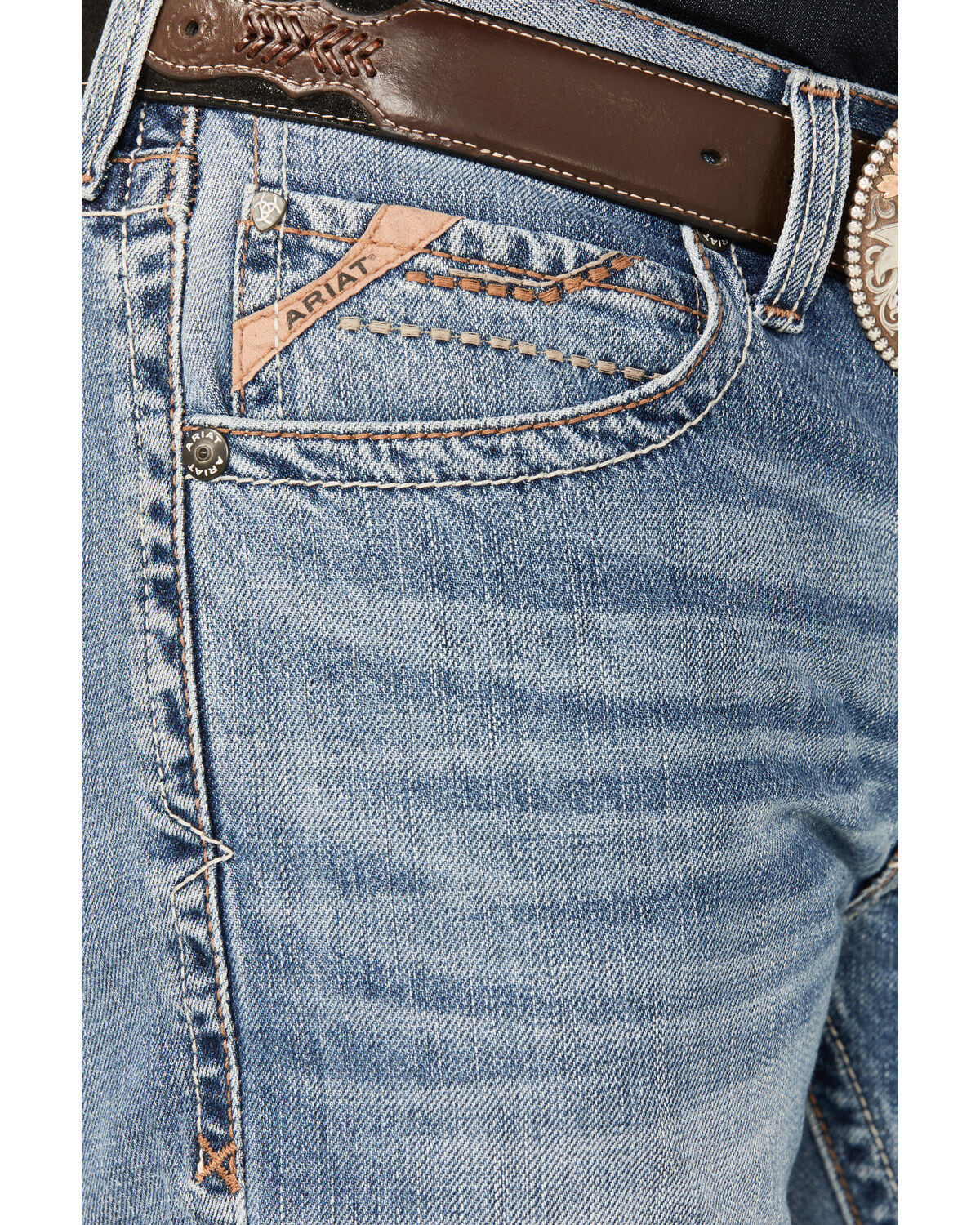 Image #2 - Ariat Men's M5 Baylor Lark Medium Wash Straight Rigid Jeans, , hi-res