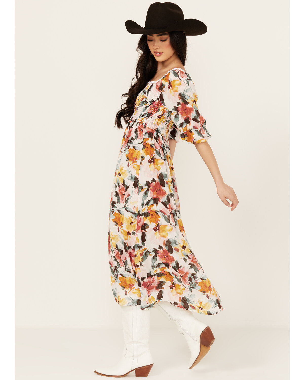Wild Moss Women's Floral Print Midi Dress | Boot Barn