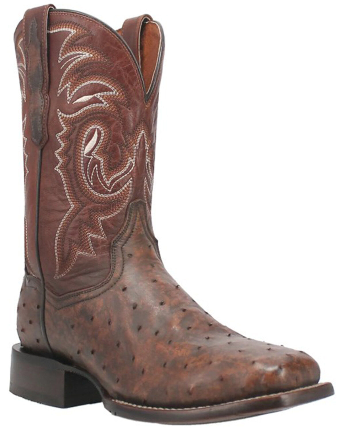 Image #1 - Dan Post Men's Dillinger Full Quill Ostrich Western Boots - Broad Square Toe, Brown, hi-res