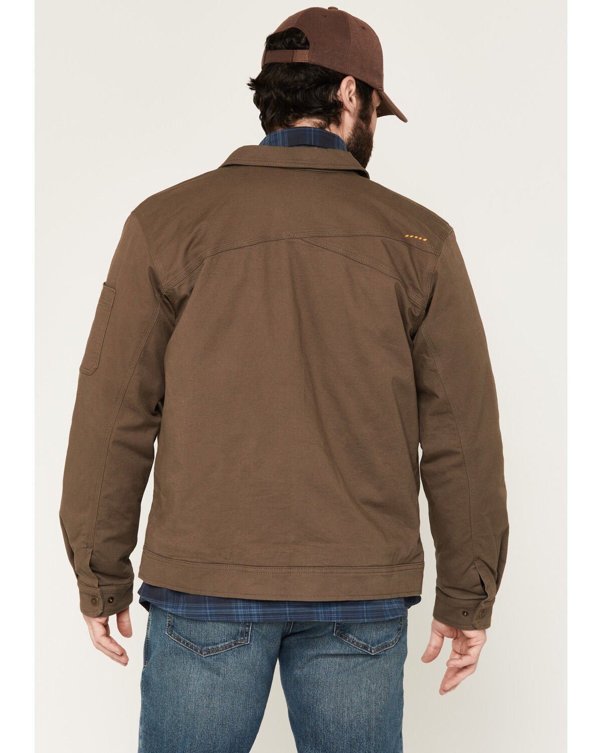 Image #4 - Ariat Men's Made Tough&reg; Flannel Lined Insulated Shop Jacket, Brown, hi-res