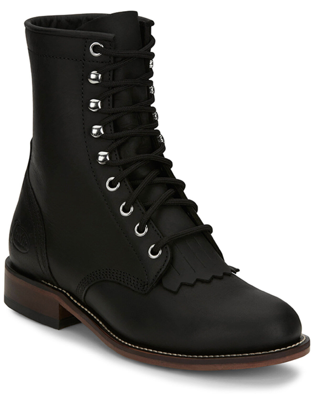 Image #1 - Justin Women's McKean Lace-Up Boots - Round Toe, Black, hi-res