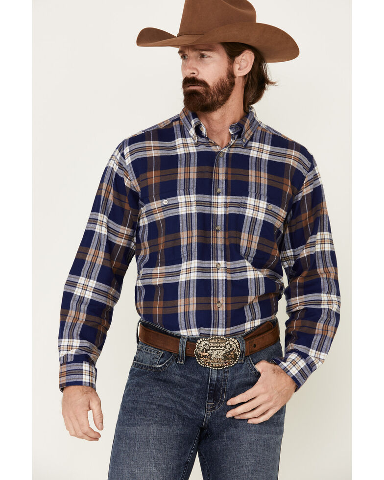Wrangler Rugged Wear Men's Blue Ridge Flannel Long Sleeve Western Shirt ...
