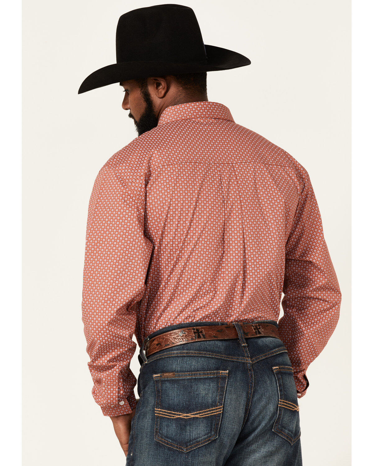 Image #4 - RANK 45® Men's Mash Up Floral Geo Print Long Sleeve Button-Down Western Shirt, Medium Red, hi-res