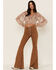 Lush Women's Cinch Detail Long Sleeve Blouse, Brown, hi-res