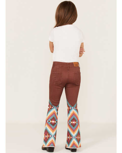 Image #3 - Ranch Dress'n Girls' Dakota Southwestern Print Mid Rise Super Flare Jeans, Burgundy, hi-res