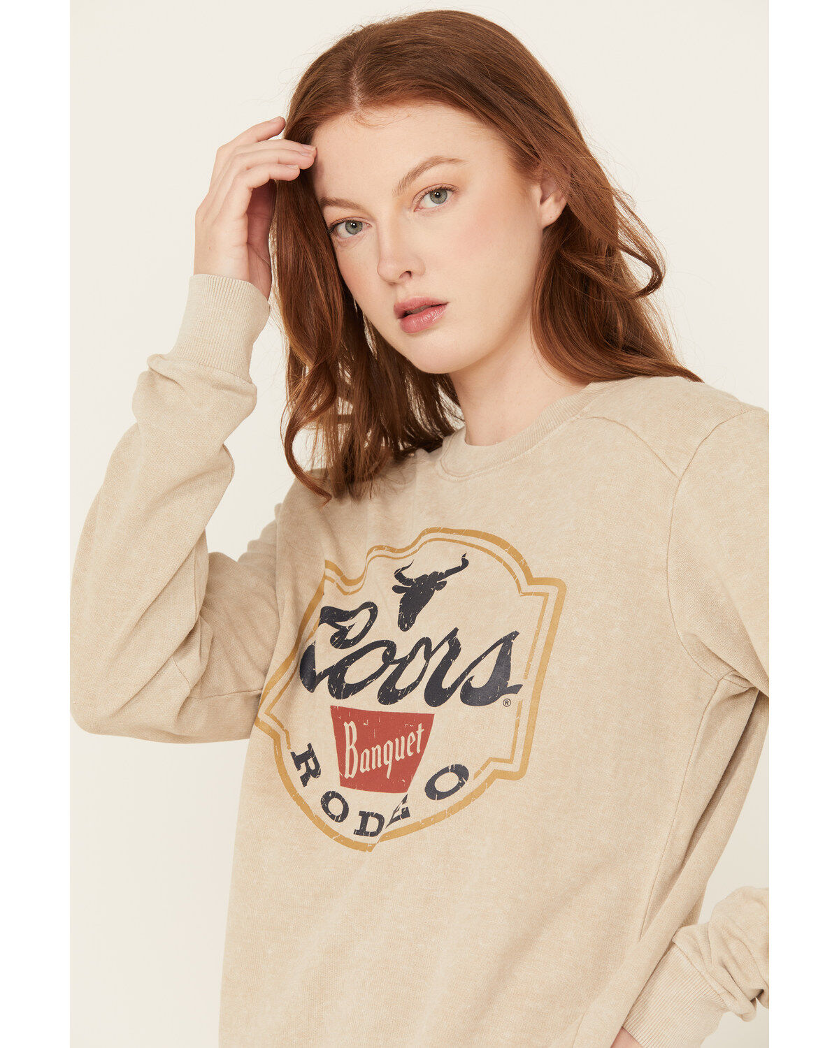 Image #2 - Coors Women's Banquet Logo Crewneck Sweatshirt, Sand, hi-res