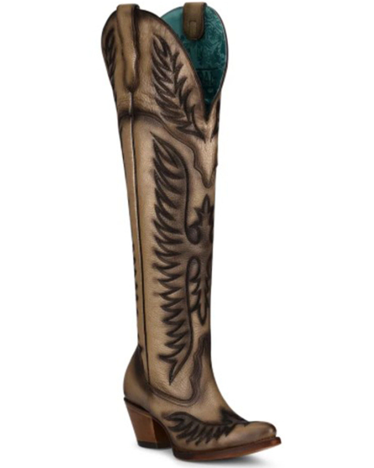 Image #1 - Corral Women's Gold Embroidery Western Boots - Pointed Toe, Gold, hi-res