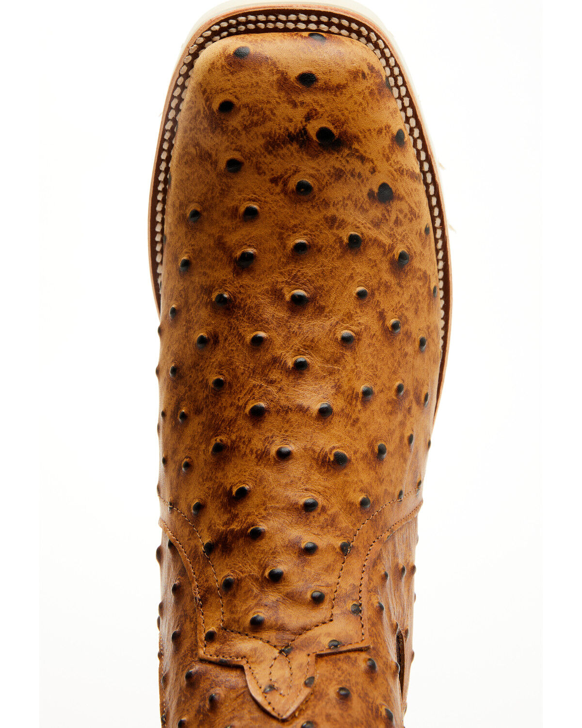 Image #6 - Horse Power Men's Saddle Ostrich Print Chelsea Boots - Square Toe, Tan, hi-res