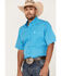 Cinch Men's Geo Print Short Sleeve Button-Down Western Shirt , Blue, hi-res