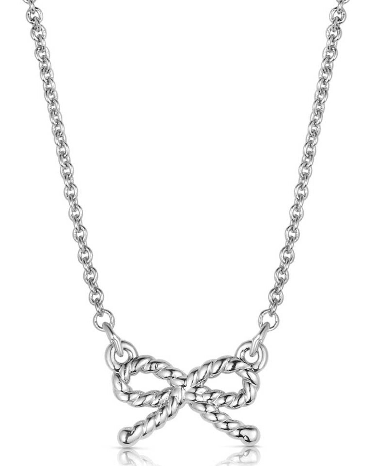 Image #2 - Montana Silversmiths Women's Roped Bow Necklace, Silver, hi-res