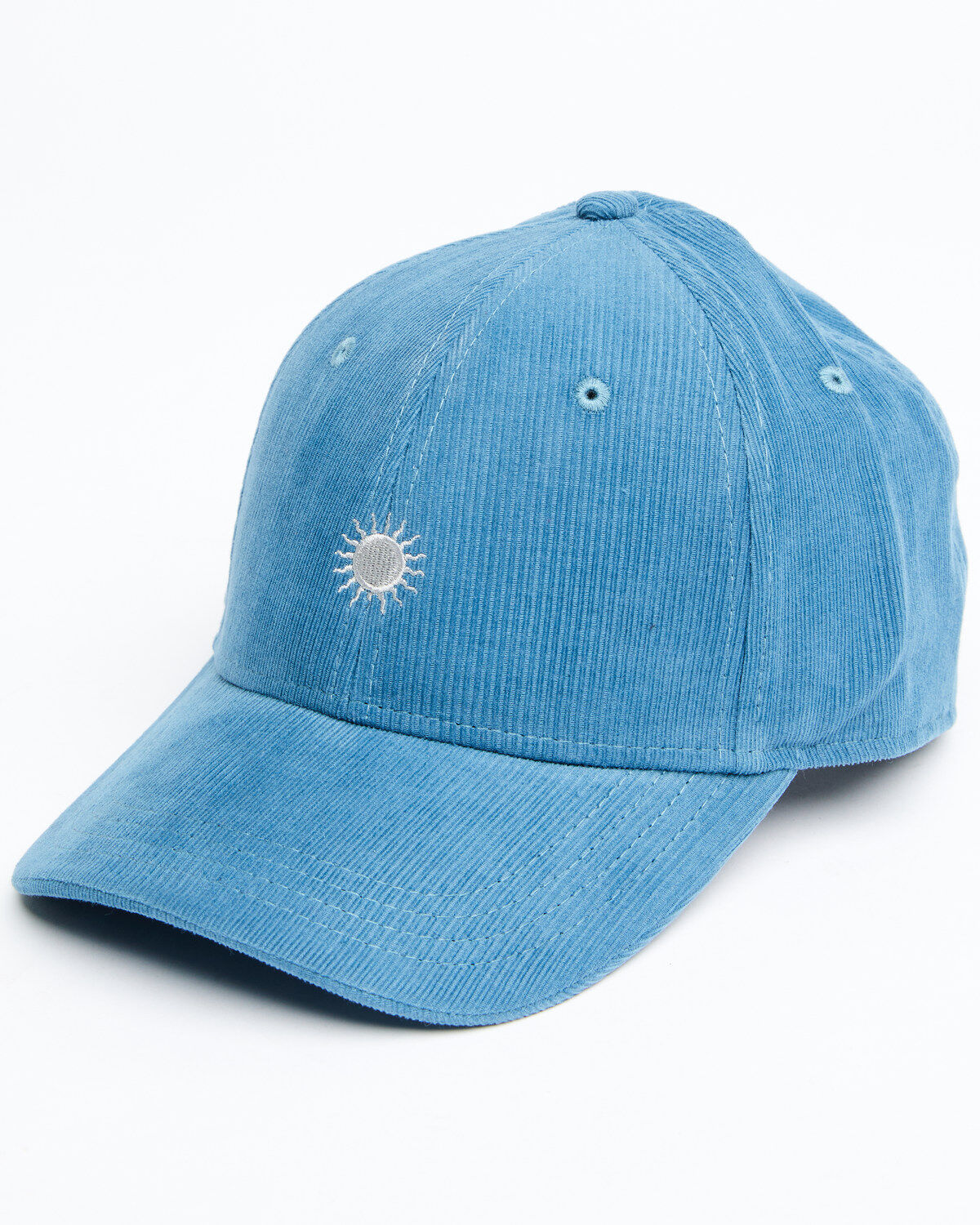 Image #1 - Cleo + Wolf Women's Corduroy Sun Embroidered Ball Cap, Medium Blue, hi-res