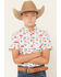 Image #1 - Ariat Boys' Desert Print Short Sleeve Button-Down Western Shirt, White, hi-res