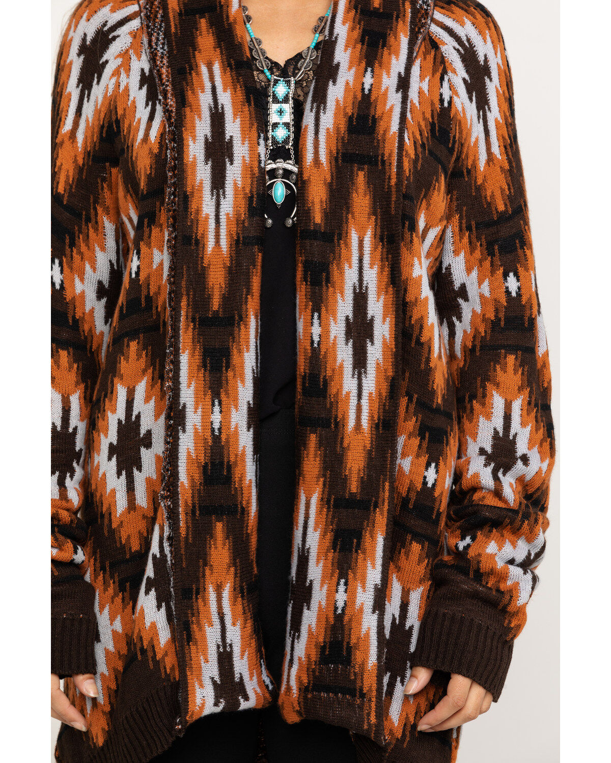 rust aztec cardigan