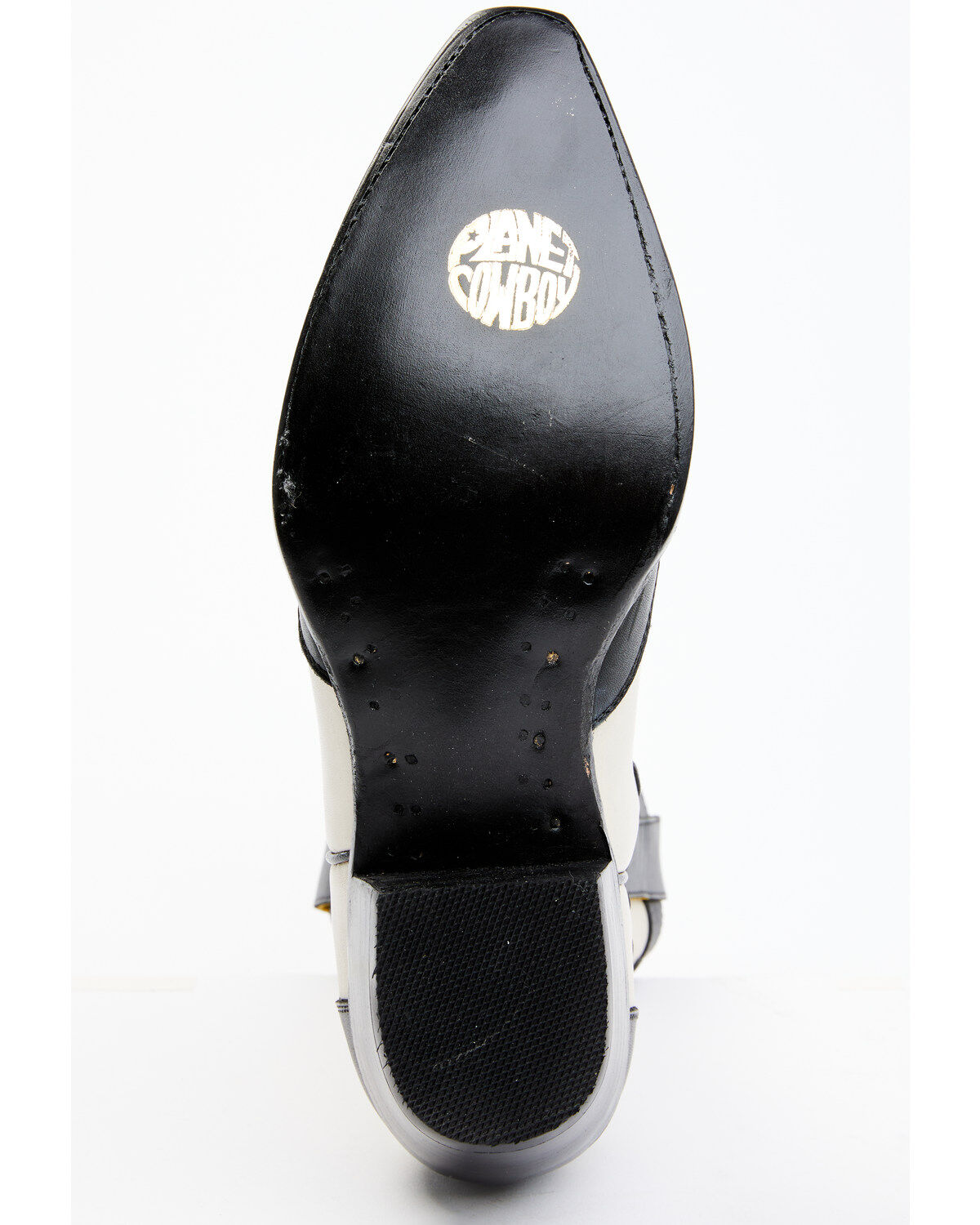 Image #7 - Planet Cowboy Women's Wingtip Leather Western Boot - Snip Toe, Cream/black, hi-res