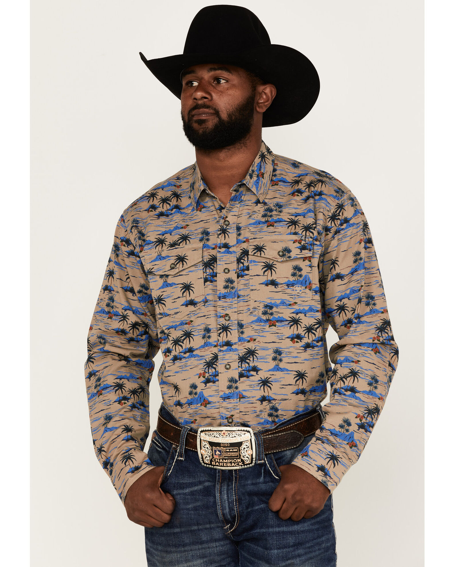 Ariat Men s Hart Retro Tropical Print Long Sleeve Snap Western