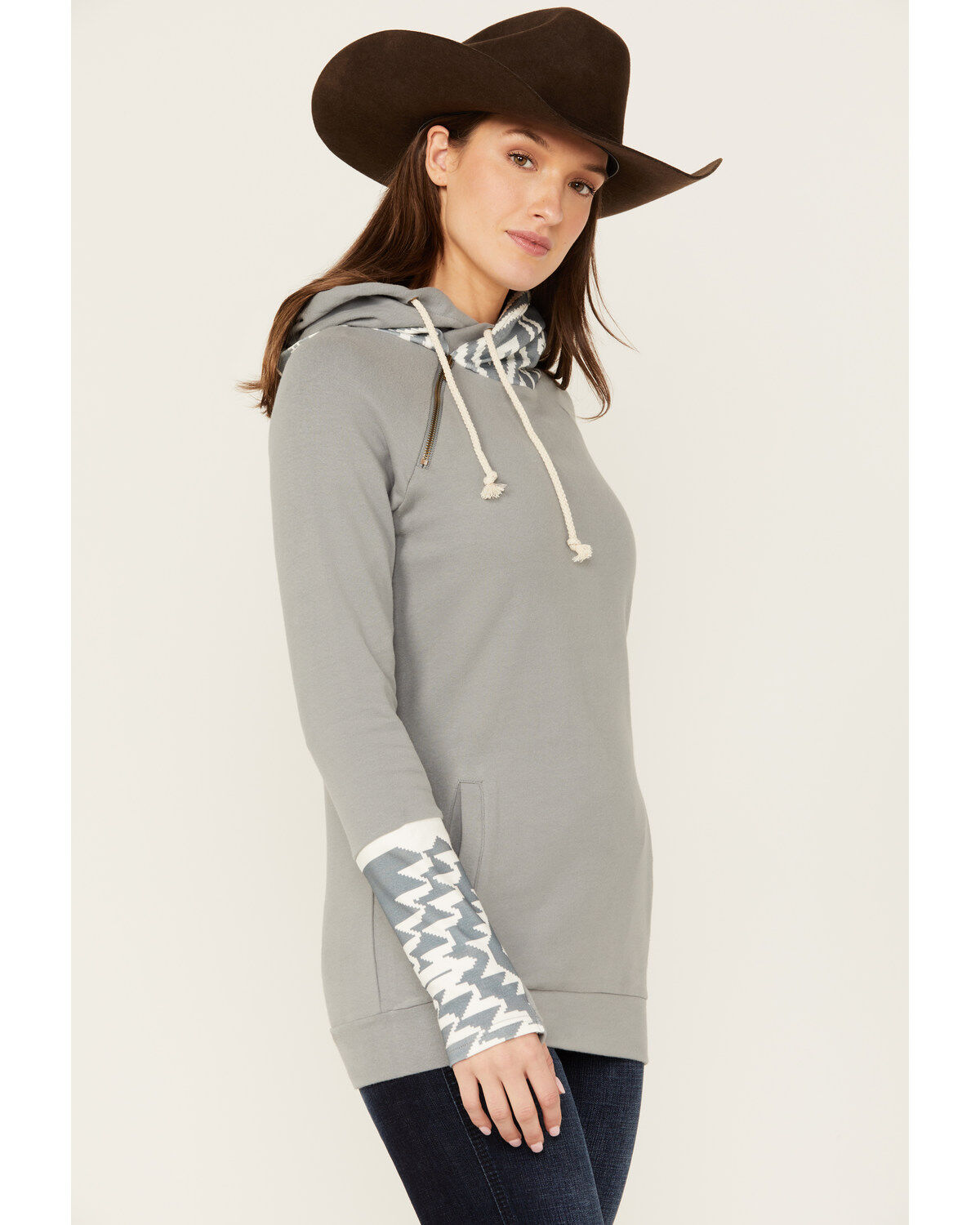 Image #3 - Ampersand Avenue Women's Southwestern Print Hooded Pullover, Green, hi-res