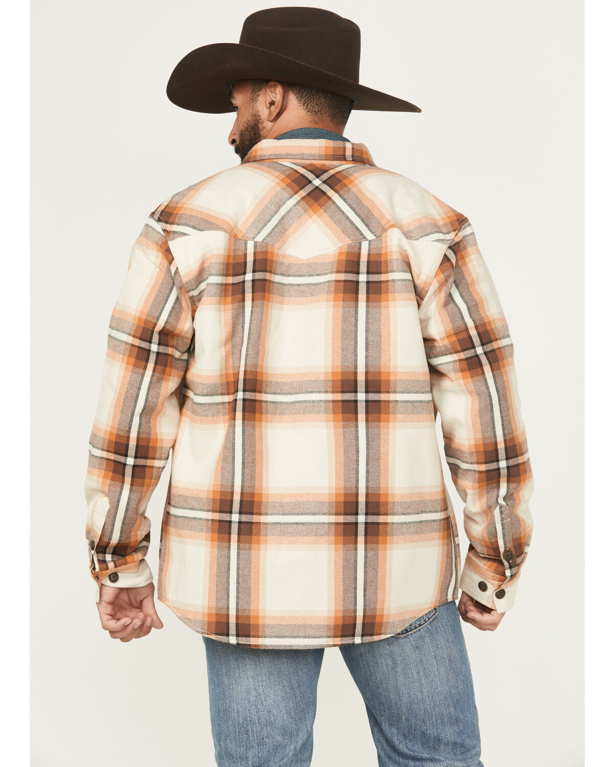 Image #4 - Cody James Men's Grant Plaid Print Long Sleeve Sherpa Lined Button-Down Shirt Jacket, Tan, hi-res