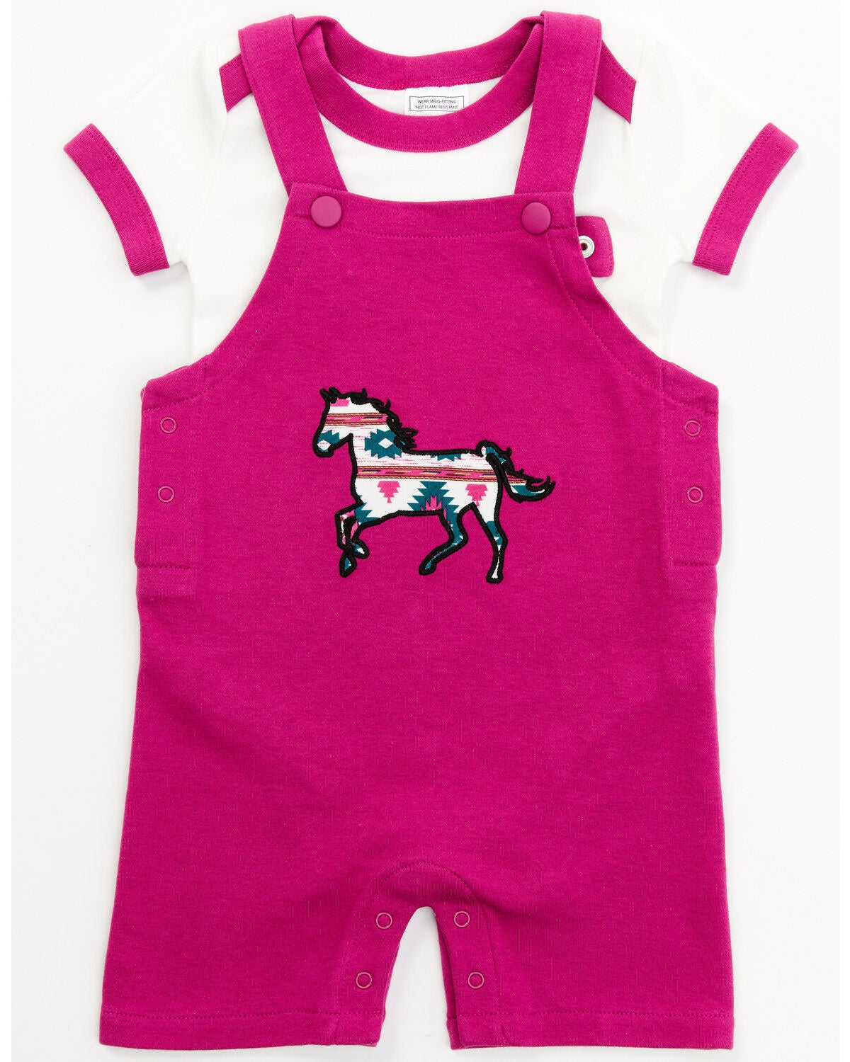 Shyanne Infant Girls' Southwestern Horse Graphic Onesie & Overalls Set - 2-Piece, Fuscia, hi-res