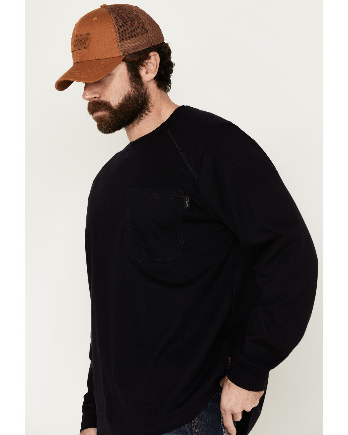 Image #2 - Hawx Men's FR Long Sleeve Pocket T-Shirt - Big, Navy, hi-res