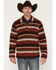 Image #1 - Cody James Men's Voyage Southwestern Striped Sherpa 1/4 Zip Pullover, Dark Red, hi-res