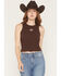Image #1 - Originality Women's Horseshoe Embroidered Sleeveless Tank Top, Black, hi-res