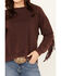 Image #3 - Shyanne Women's Solid High-Low Fringe Long Sleeve Shirt, Chocolate, hi-res