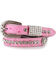Image #1 - Shyanne Girl's Ostrich Print Rhinestone Belt, Pink, hi-res