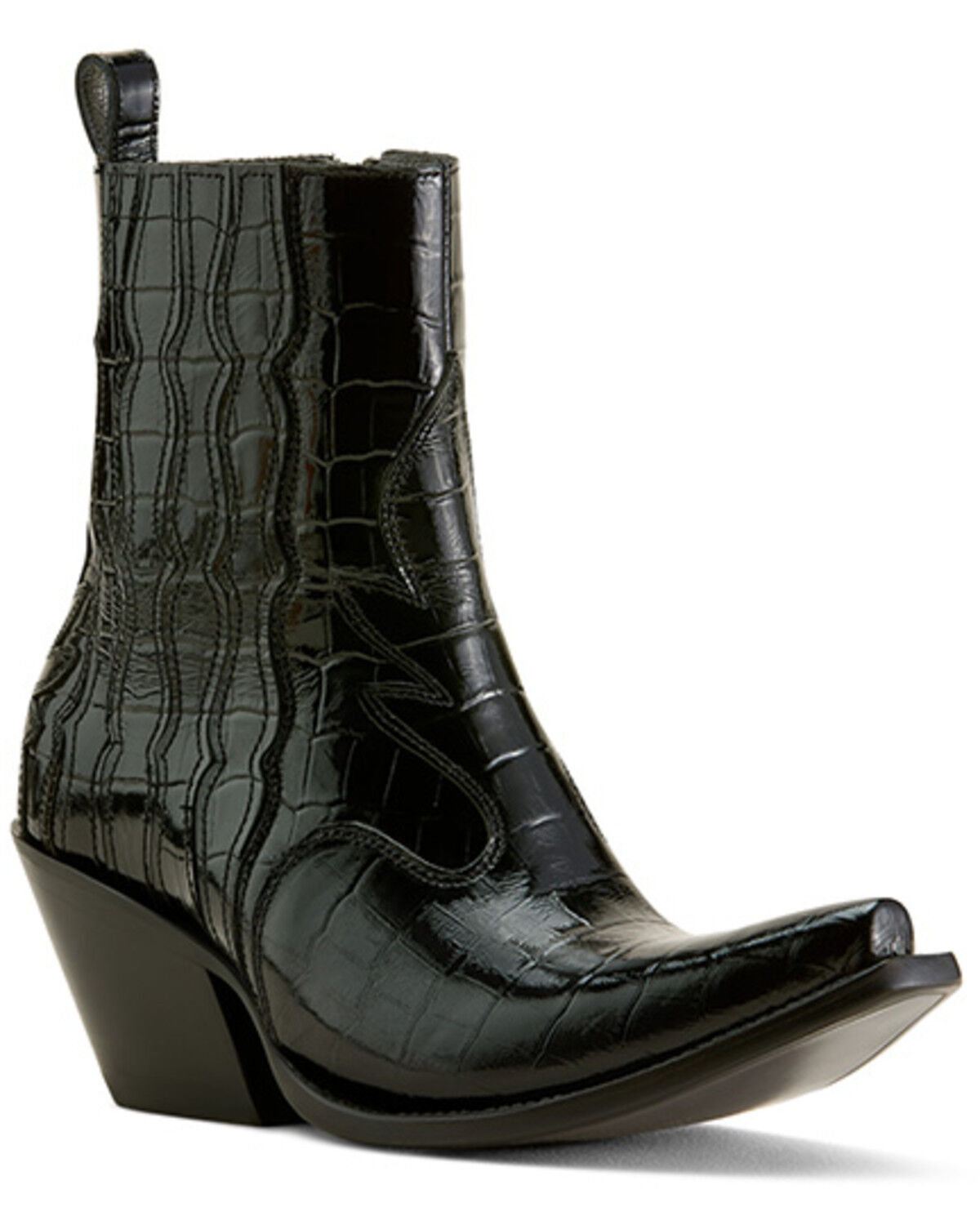 Image #1 - Ariat Women's Jade Crocodile Print Western Booties - Snip Toe, Black, hi-res