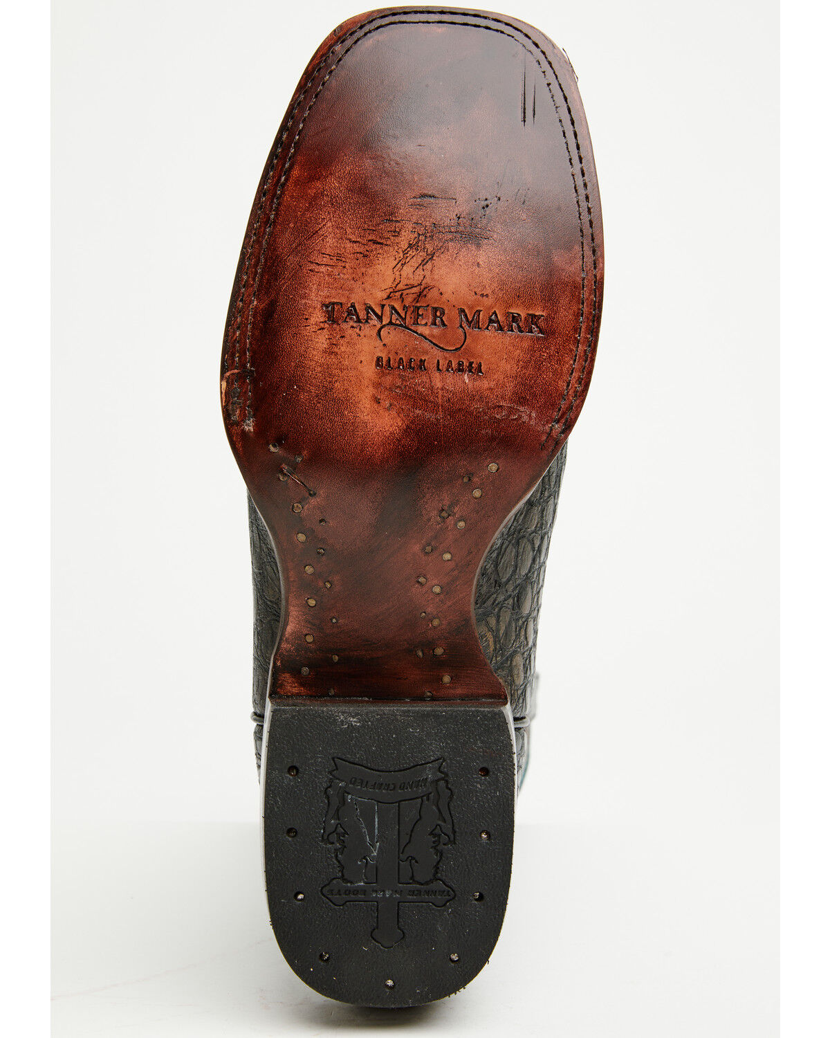 Image #7 - Tanner Mark Men's Caiman Print Western Boots - Broad Square Toe, Black, hi-res
