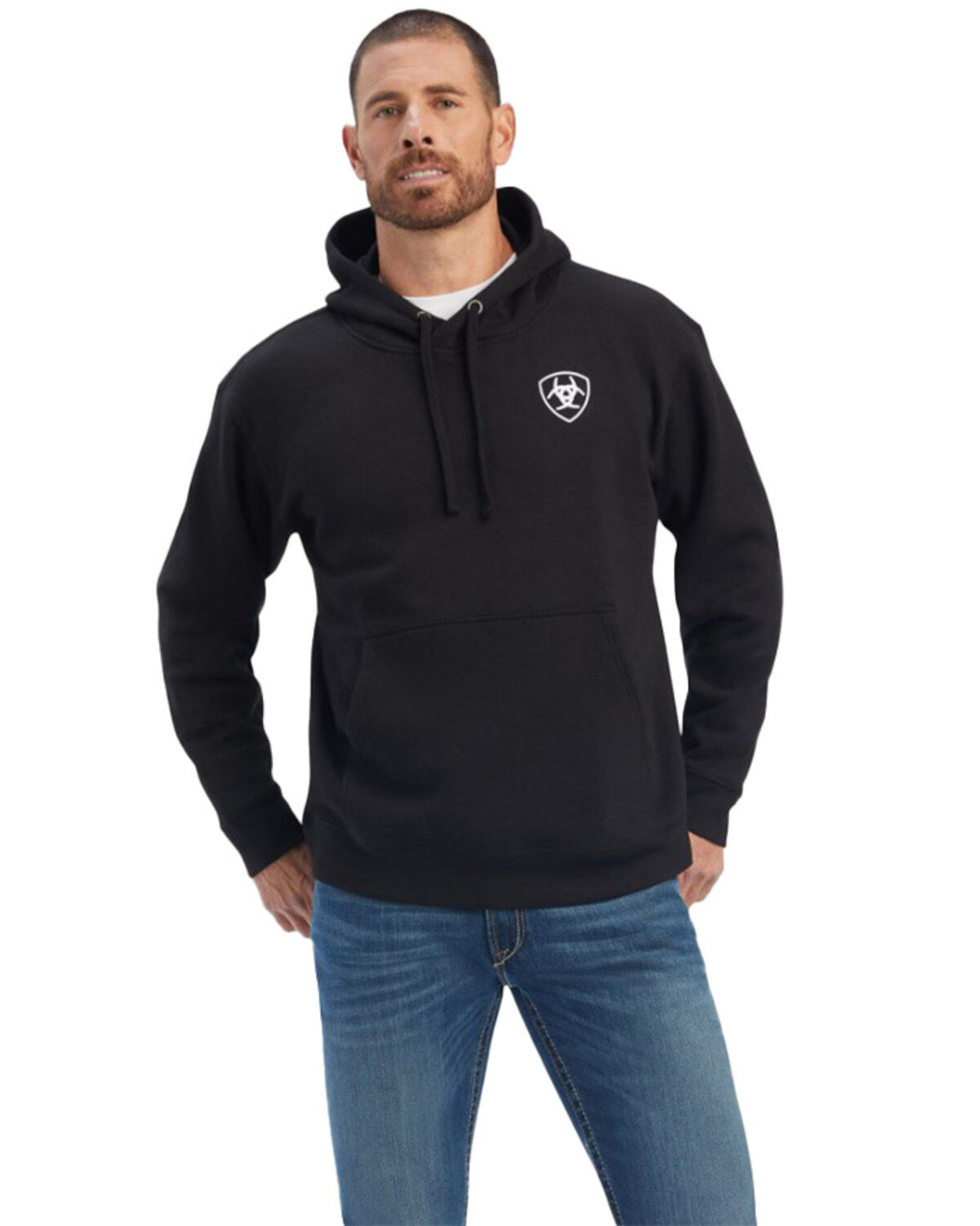Image #2 - Ariat Men's Americana Block Hooded Sweatshirt, Black, hi-res