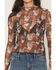 Image #3 - Rock & Roll Denim Women's Horse Print Long Sleeve Mesh Top, Brown, hi-res