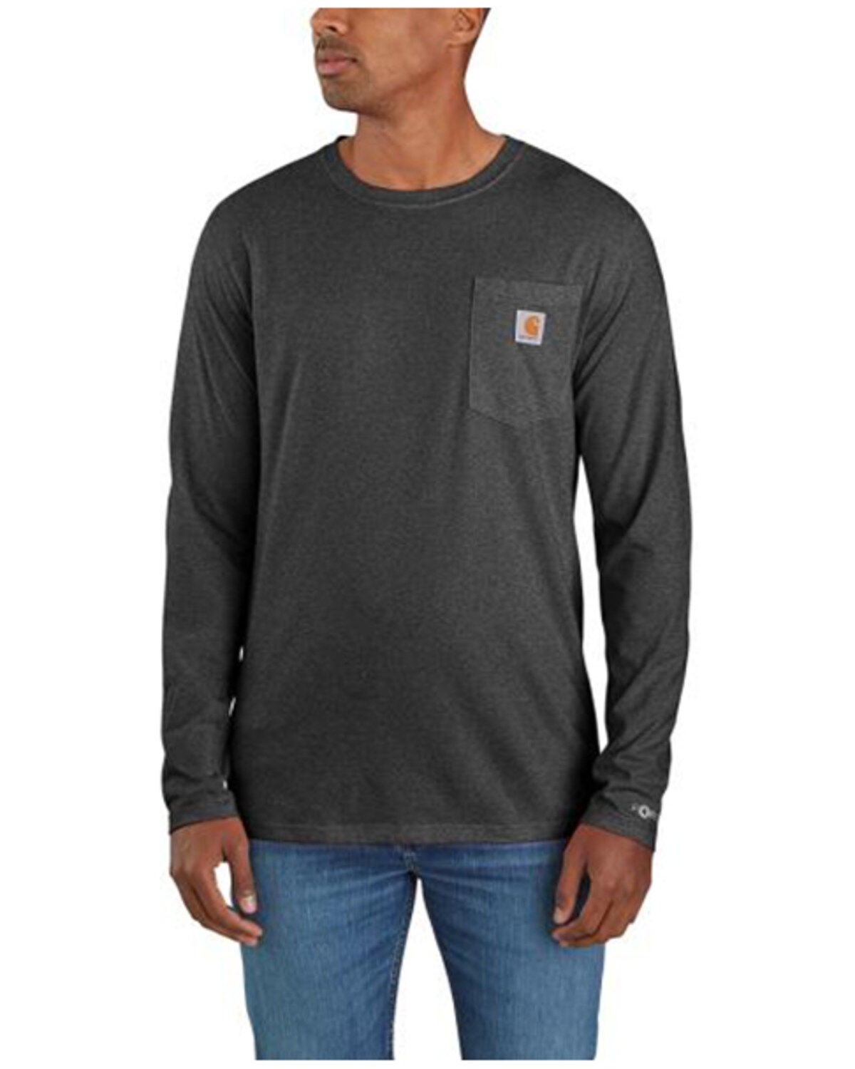 Carhartt Men's Force Relaxed Fit Midweight Long Sleeve Pocket T-Shirt - Tall, Black, hi-res