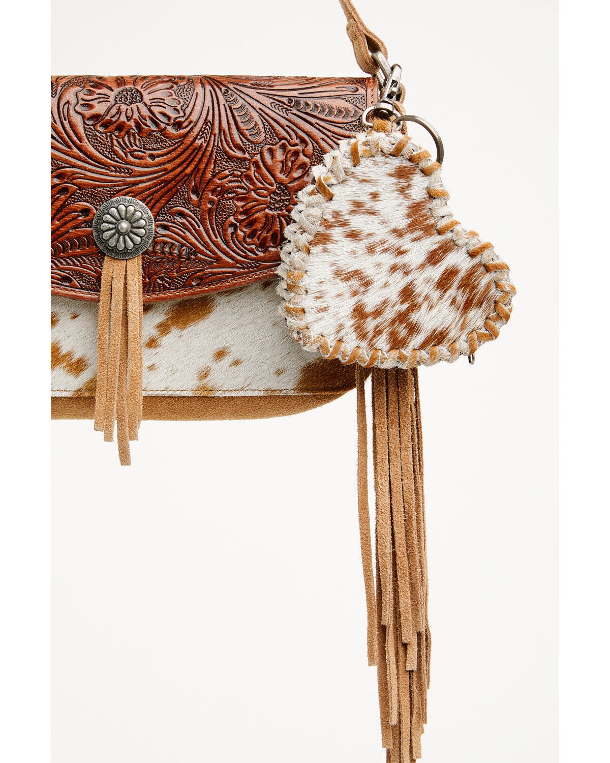 Shyanne Marlowe Hair-On Heart Coin Purse Bag Charm, Brown, hi-res