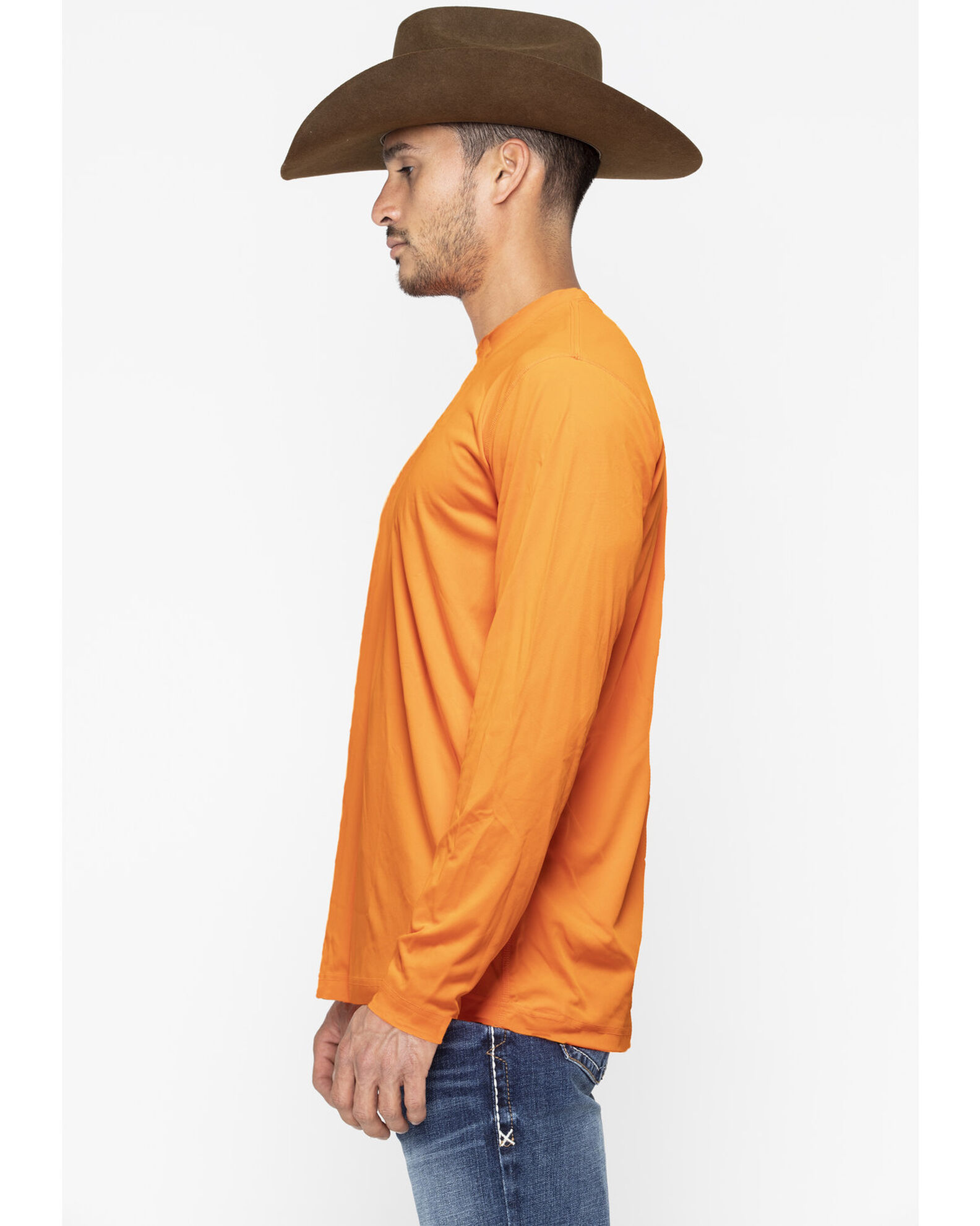 Image #8 - Wrangler Men's Riggs Crew Performance Long Sleeve T-Shirt, Bright Orange, hi-res